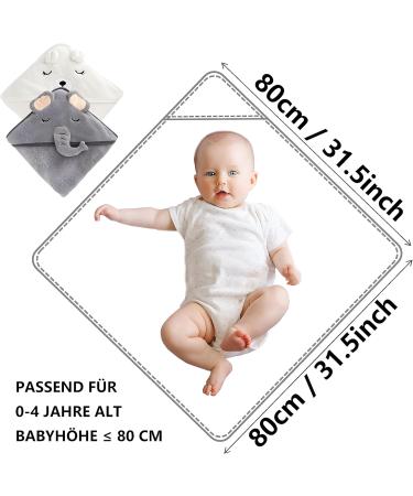 Bibykivn Baby Hooded Towel & Washcloth Set - Soft Bath Towels for Newborns & Children 0-3 Years Gray with Cute Ears - Buy Online on GoSupps.com