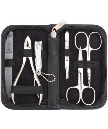 3 Swords Germany - manicure pedicure kit set - genuine leather black