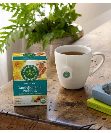 Traditional Medicinals Organic Dandelion Chai Probiotic Tea - 16 Count Pack - Buy Online on GoSupps.com