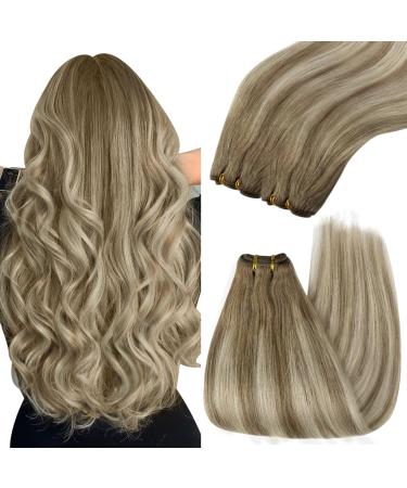 Youngsee Real Hair Tress Ombre Blond Blond Extensions Real Hair Short Hair Braces Real hair For the intake medium brown ombre platinum blonde Weaven Extensions Real hair 35 cm double whereabouts 100g #8/60/8