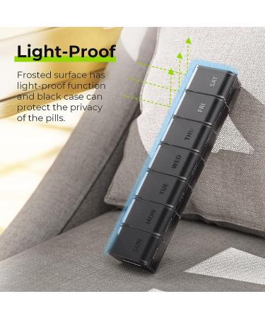 AUVON Large Black Weekly Pill Organizer | BPA-Free & Portable 7 Day Pill Box for Vitamins, Supplements & Medications | Upgraded Open Design for Privacy Protection | C-L 7.8x 1.9x 1.1 - Buy Online on GoSupps.com