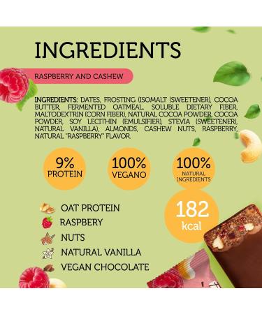 FitnesSHOCK Vegan Bar Mix Box 12-Pack Protein Bars with Oat Protein Nuts Orange/Raspberry No Added Sugar Fruit Bars 100% Vegan Natural Chocolate 9% Protein Lactose-Free 12x45g Mix Box 45g - Buy Online on GoSupps.com