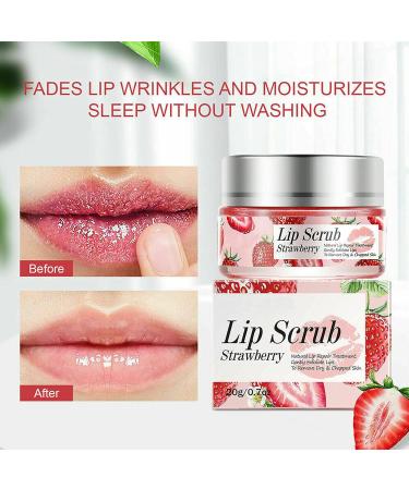 Strawberry Lip Scrub & Sleep Mask | Exfoliate Moisturize & Repair Dry Lips - Best Lip Care Products Online - Buy Online on GoSupps.com