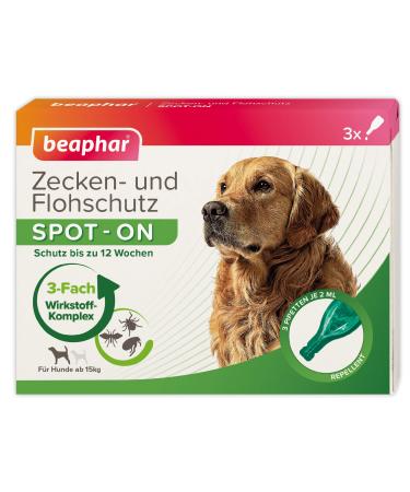 Beaphar - Tick and flea protection Spot -on for dogs over 15kg - repellent for fleas ticks and mosquitoes - immediate effect - protects up to 12 weeks - 3 pipets each 2ml over 15 kg - Buy Online on GoSupps.com