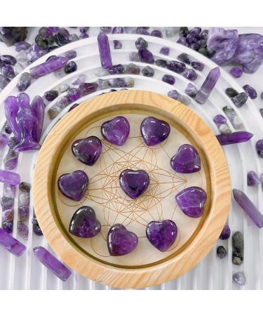 XIANNVXI 10 Pcs Amethyst Crystal Heart Stones - Natural Polished Pocket Gemstones for Reiki Healing and Gifts - Buy Online on GoSupps.com