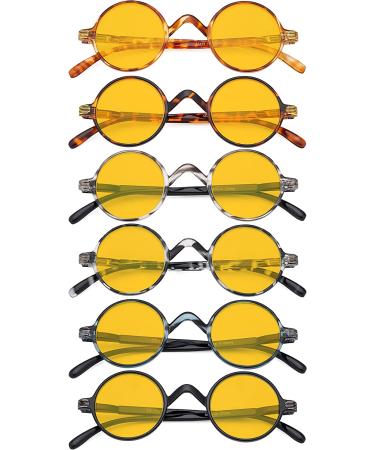 Eyekepper 5-Pack Blue Light Filter Round Computer Reading Glasses +2.00 Amber Tinted Vintage Style - Blue Light Blocking - 6 Pairs - Buy Online on GoSupps.com