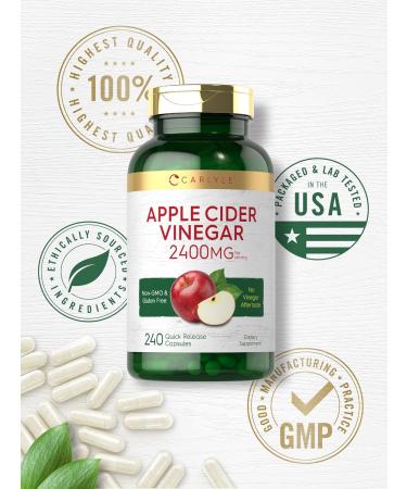 Carlyle Apple Cider Vinegar Capsules | 2400mg | 240 Count | Non-GMO Gluten Free Supplement 240 Count (Pack of 1) - Buy Online on GoSupps.com