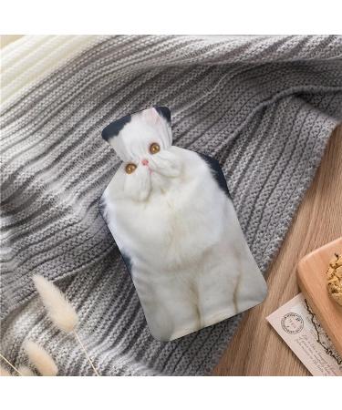 Animal White Cat Hot Water Bottle with Plush Cover - Hand Warmer for Adults & Kids | 26.5x15.3cm - Buy Internationally! - Buy Online on GoSupps.com