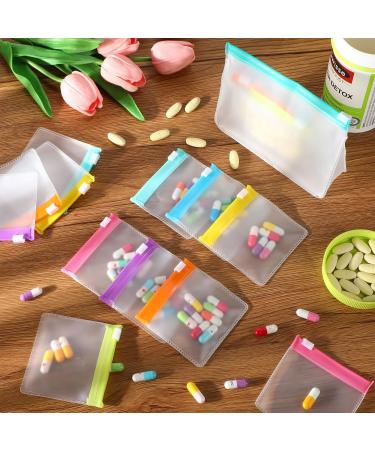 Sherr 56 Pcs Weekly Zippered Pill Pouch Set - Reusable Clear Plastic Travel Medicine Organizer Bags in Candy Colors - Buy Online on GoSupps.com