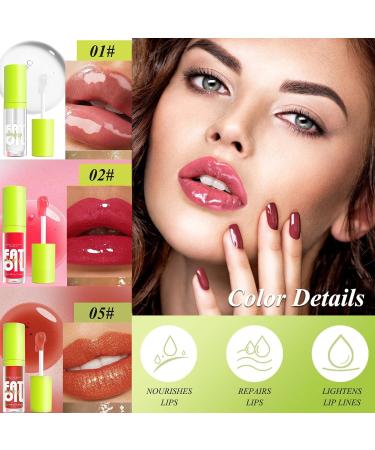 3PCS Fat Lip Oil Set - Long Lasting Glitter Liquid Lip Gloss - Moisturizing Tinted Plumper & Hydrating Lip Balm - Buy Online on GoSupps.com