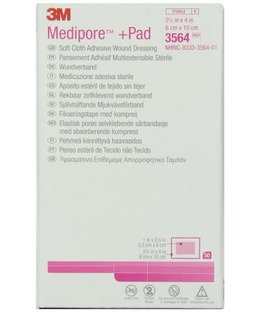 3M Medipore +Pad Soft Cloth Adhesive Wound Dressing 3564 50 Pads 1