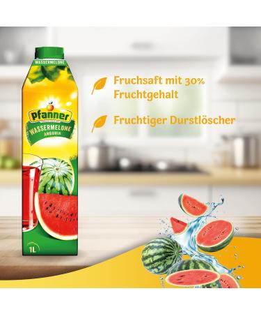 Pfanner Watermelon Bulk Pack - Refreshing Soft Drink with 30% Fruit & Vitamin C (8 x 1L) - International Shipping Available - Buy Online on GoSupps.com