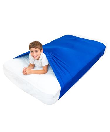 Special Supplies Sensory Bed Sheet for Kids Compression Alternative to Weighted Blankets - Breathable Stretchy - Cool Comfortable Sleeping Bedding (Blue Twin) Blue Twin
