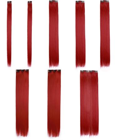 Dark Red Clip in Hair Extensions - 26 Inch Straight 100% Synthetic Hair - 8pcs Long Hair Pieces for Full Head - #Dark Red - Buy Online on GoSupps.com