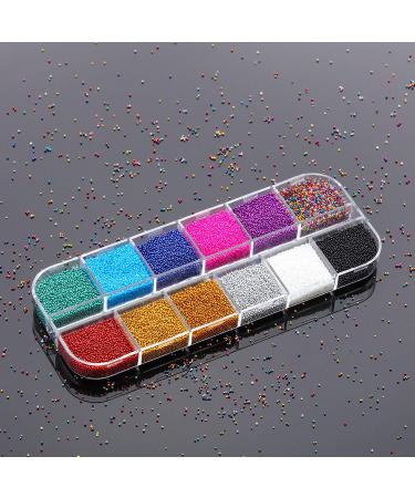 12 Grids Nail Micro Pixie Beads Multicolor Tiny Glass Rhinestone Elf Micro Caviar Crystal Beads for DIY Embellishment Decorations - Buy Online on GoSupps.com