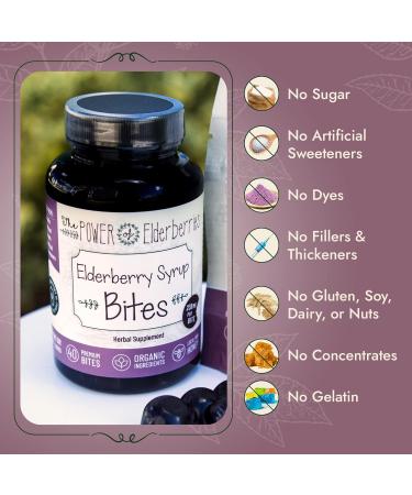 The POWER of Elderberries Elderberry Syrup Bites Vegetarian-Friendly Elderberry Vitamins with Black Elderberry for Immune Support Sambucus Elderberry Without Artificial Sweeteners 40 Count - Buy Online on GoSupps.com