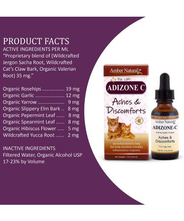 AMBER NATURALZ Adizone C for Cats - 1 Ounce - Aches & Discomfort Relief - Buy Online on GoSupps.com