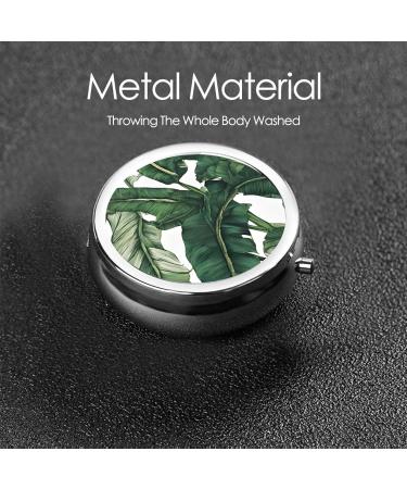 Tropical Banana Palm Leaves Mini Round Pill Box | 3 Compartment Portable Organizer for Travel & Home - Buy Online on GoSupps.com