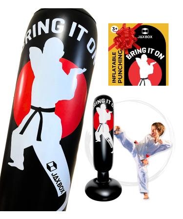 JAXBOX Inflatable Kids Punching Bag - 64 in Freestanding Kids Boxing Bag - Toddler Punching Bag - Immediate Bounce Back for Practicing Karate Kickboxing Taekwondo MMA - Gift for Boys & Girls White