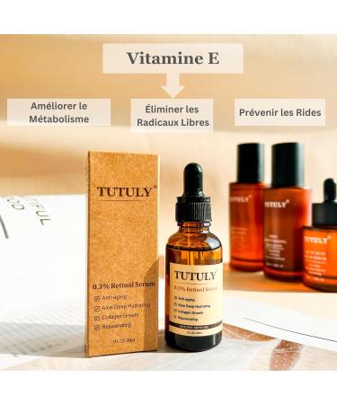 TUTULY Retinol Serum 0.3% with Natural Extracts | Aloe Vera Honey Vitamin E Elastin Hyaluronic Acid | Anti-Aging Wrinkle Prevention Increase Elasticity 30ml - Buy Online on GoSupps.com