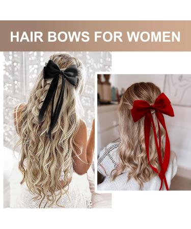 6pcs Satin Bowknot Hair Clips Big Bow Hair Clips Set French Barrette Silky with Long Tail Bowknot 90's Accessories Colorful Cute Bow Hair Clip Hairpin Tassel Barrettes Hair Accessories for Women Girls - Buy Online on GoSupps.com
