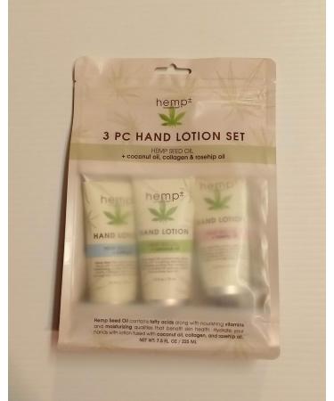 Premium Hemp Seed Oil Hand Lotion Set - 3 pcs with Coconut Collagen & Rosehip Oils | Nourishing Skincare for Hydrated Hands - Buy Online on GoSupps.com