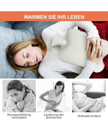 2.0L Portable Hot Water Bottle with Closure | PVC Warm Bag for Menstrual Relief & Compress | Gray Fabric Cover - Buy Online on GoSupps.com