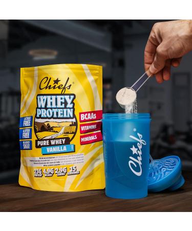 Poudre de prot ines de lactos rum Chiefs (Vanilla 450 g) 24 g de prot ines par portion pour la construction musculaire Avec BCAA et vitamines Sans lactose faible en mati res grasses - Buy Online on GoSupps.com