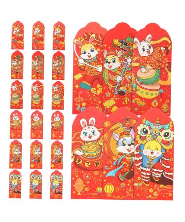ABOOFAN 72 Pcs 2023 Year of The Rabbit Red Packets Red Envelope Chinese Traditional Red Packets Lunar Rabbit Year Decor Chinese New Year 2023 Wedding Gift Spring Festival Bag Paper Cartoon