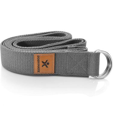 Bodymate Yoga Belt with Metal Closure - 100% Cotton Yoga Strap for Beginners & Advanced | 250cm Cool Gray Yoga Band - Buy Online on GoSupps.com