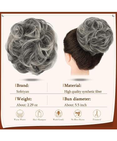 SOFEIYAN Claw Clip Wavy Curly Messy Bun Hair Piece | Gray & White Tousled Updo Hair Extension for Women - Buy Online on GoSupps.com