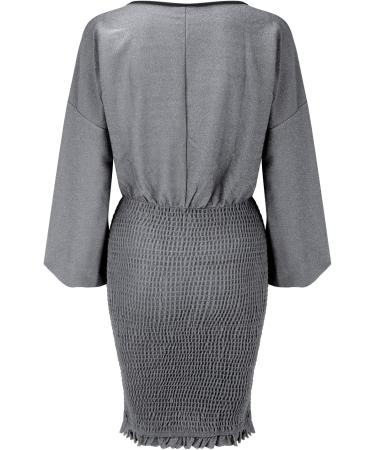 Hanxiulin Women's Silver Sequin Party Dress - Short Christmas Cocktail & Wedding Dresses - Buy Online on GoSupps.com