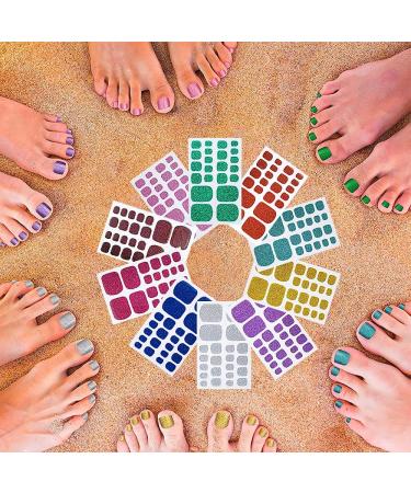 10 Sheets Toe Nail Polish Stickers Glitter Toenail Nail Polish Strips Decals Full Wraps Self Adhesive Toe Nail Tip Full Toe Nail Wraps for Women Girls DIY Nail Decor Art - Buy Online on GoSupps.com