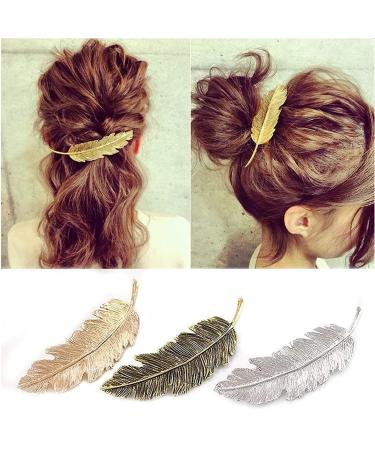 3 Colours Metal Feather Leaf Hair Clips Vintage Leaf Shaped Hair Clips Hair Accessories Headpiece Hair Accessories