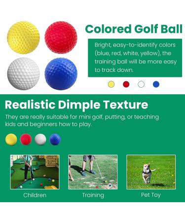 16-Pcs Colored Foam Practice Golf Balls for Indoor & Outdoor Use - Realistic Feel, Limited Flight - Perfect for Backyard, Kids - Includes Resealable Bag - 4 Colors - Buy Online on GoSupps.com