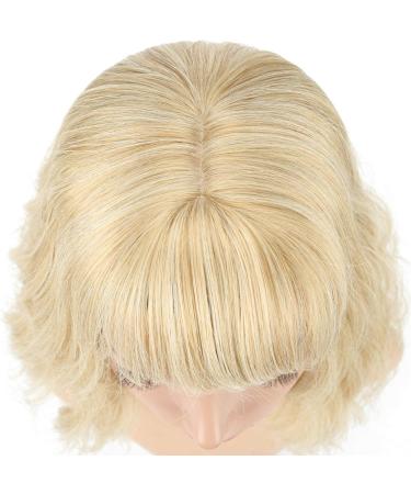 FAELBATY Blonde Bob Wig with Air Bangs | Synthetic Shoulder-Length Curly Wavy Cosplay Wig | Mix Blonde and Gold Color 12 - Buy Online on GoSupps.com