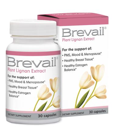 Brevail Plant Lignan Extract Capsules Proactive Breast Health Supplement with 50 mg SDG Lignans from Flax Seed Hulls for Healthy Estrogen Balance and PMS Mood Support Pills 30 Count