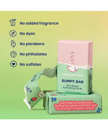 Megababe Bumpy Bar | Pre-Shave Exfoliating Scrub | with Shea Butter Strawberry Fruit Extract & Ceramides | 4.5 oz - Buy Online on GoSupps.com