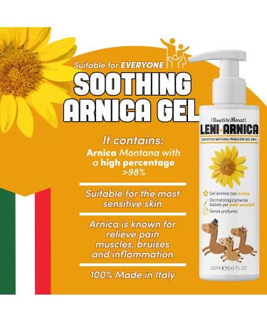 Gel Arnica Montana 98% 250ml | LeniArnica Gel Naturel pour Muscles et Contusions | Peaux Sensibles Sans Parfum Hypoallerg nique Absorption Rapide | Made in Italy - Buy Online on GoSupps.com