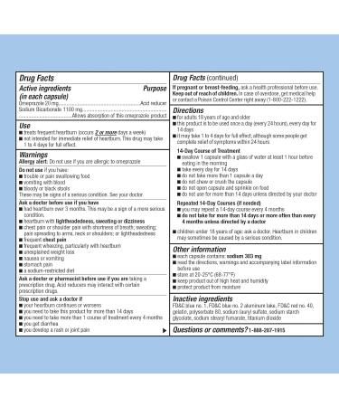 Omeprazole Acid Reducer for Heartburn - 42 Capsules with Luall Sticker + Equate Omeprazole and Sodium Bicarbonate - 20mg/1100mg - Buy Online on GoSupps.com