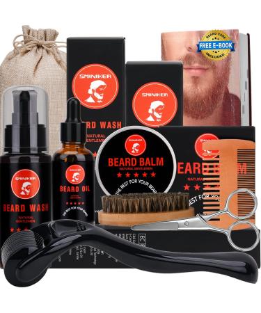 Beard Grooming Kit with Roller, Oil, Balm, Wash, Brush, Comb, Scissors - Men's Beard Care Set - Buy Online on GoSupps.com