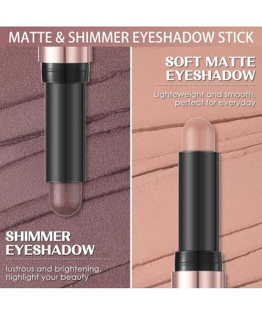 FOCALLURE 2PCS Eyeshadow Stick Set - Shimmer & Matte Cream Pencil Crayons with Blending Brush - Long Lasting, Waterproof Eye Brightener - Sweet Dream - Buy Online on GoSupps.com