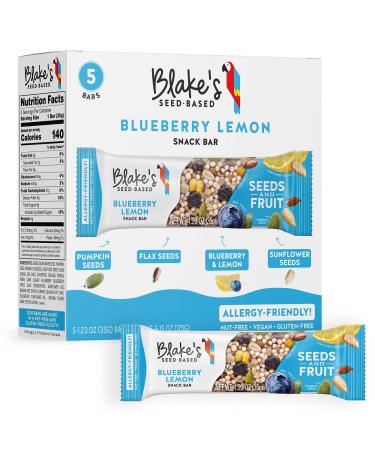 Blake’s Seed Based Snack Bar – Blueberry Lemon (5 Bars), Nut Free, Gluten Free, Dairy Free & Vegan, Healthy Snacks for Kids or Adults, Fruit Bar Flavor, Great for Breakfast, Organic Blueberry Lemon 5 Count (Pack of 1)