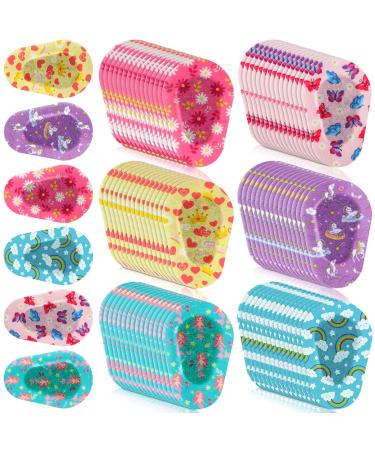 Panelee 90 Pcs Adhesive Eye Patches for Kids Light Blocking Cute Girls Designs Cotton Adhesive Bandages for Girls Toddler, 6 Styles