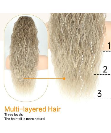 PORSMEER 28 Ash Blonde to Platinum Long Beach Wave Ponytail Extension - Synthetic Drawstring Hairpiece for Women - Buy Online on GoSupps.com