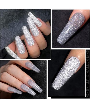 UR SUGAR Reflective Silver Glitter Gel Nail Polish - Sparkling Shimmery Diamond UV Gel Varnish for Halloween Manicure - Buy Online on GoSupps.com