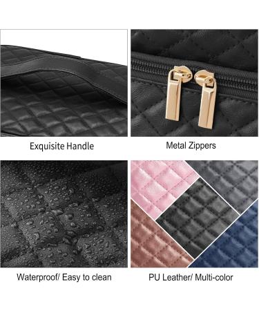 Maange Portable Travel Makeup Bag Set - 2 Pieces Waterproof PU Leather Cosmetic Bag for Women - Stylish & Multifunctional Black Bag - Buy Online on GoSupps.com