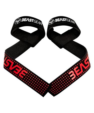 Beast Gear Train Aids for strength training and bodybuilding (2 Set) - Extra strong lifting straps with gel -knobs as a grip help for women men - optimal length 57cm