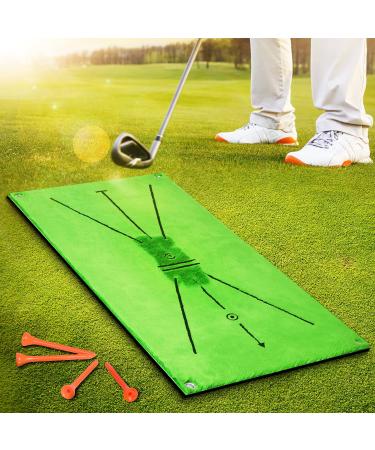 BNT Golf Training Mat, Swing Detection Batting, Analysis & Correct Your Swing Path, or Golf Hitting Mat, Turf Golf Mat with Shock Absorbent Rubber Soft Base, Golf Practice Grass Mat for Indoor/Outdoor New style with fixing holes