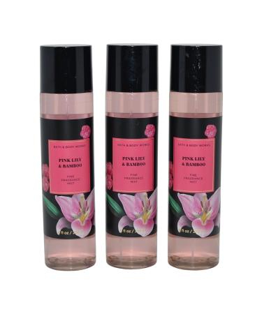 Bath & Body Works Fragrance Mist 3-Pack 8oz Each (Pink Lily and Bamboo)